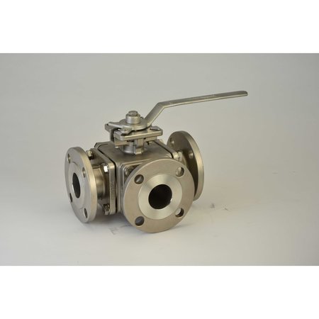 CHICAGO VALVES AND CONTROLS 1", Flanged Stainless Steel Ball Valve 3-Way L-Port 176MTT6L1010